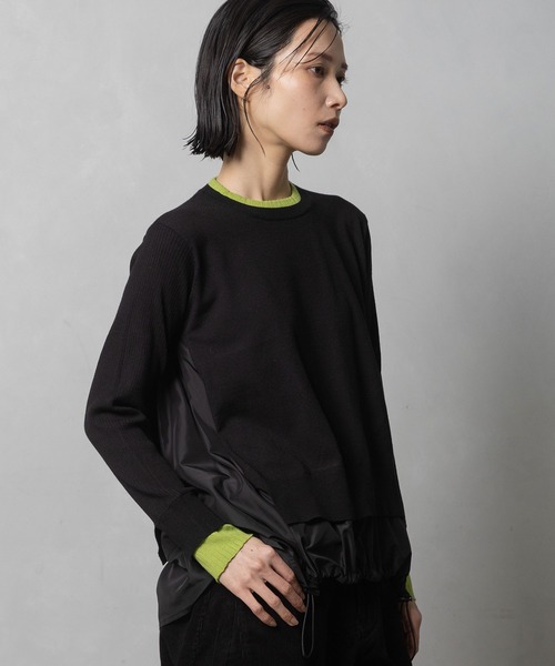MARECHAL TERRE（マルシャルテル）の「ドロストコンビネーションニット（ニット/セーター・レディース・グリーン/ネイビー/ブラック/オフホワイト・MEDIUM）」の15枚目の写真