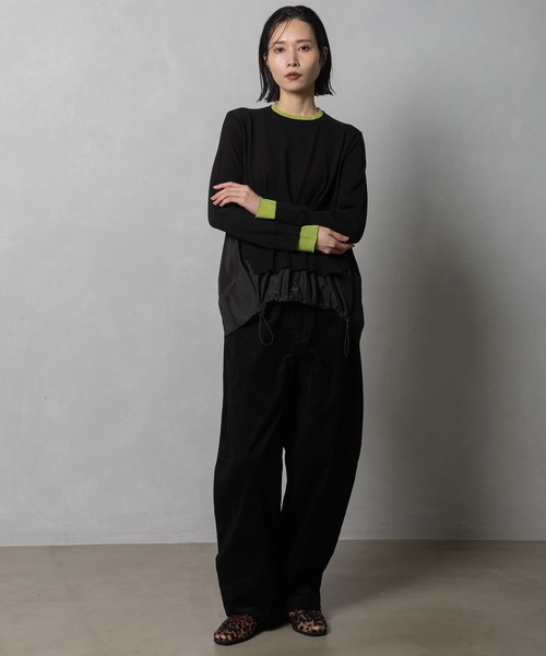 MARECHAL TERRE（マルシャルテル）の「ドロストコンビネーションニット（ニット/セーター・レディース・グリーン/ネイビー/ブラック/オフホワイト・MEDIUM）」の19枚目の写真