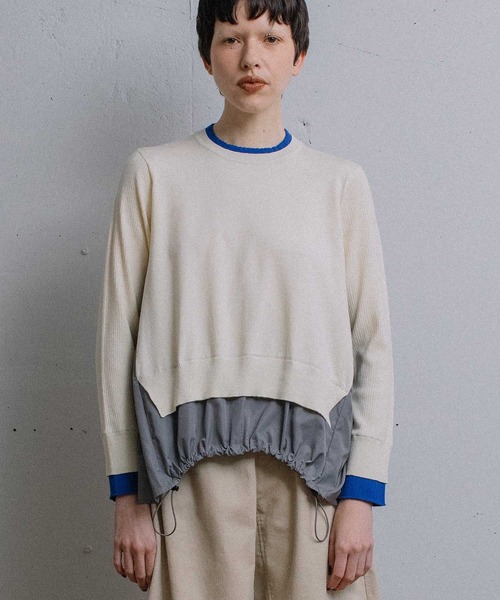 MARECHAL TERRE（マルシャルテル）の「ドロストコンビネーションニット（ニット/セーター・レディース・グリーン/ネイビー/ブラック/オフホワイト・MEDIUM）」の21枚目の写真