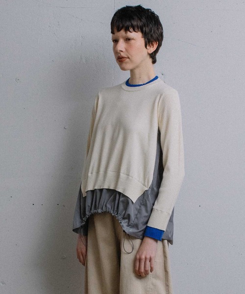MARECHAL TERRE（マルシャルテル）の「ドロストコンビネーションニット（ニット/セーター・レディース・グリーン/ネイビー/ブラック/オフホワイト・MEDIUM）」の22枚目の写真