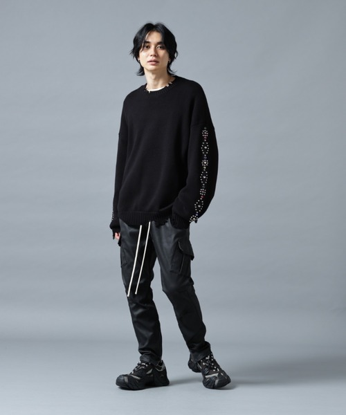 DANKE SCHON(ダンケシェーン)の「DankeSchon/ダンケシェーン/COTTON WJQ STUDS CREWNECK(ニット/セーター・メンズ・ブラック/グレー・M/L)」の5枚目の写真