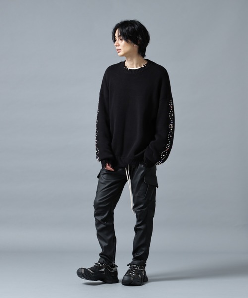 DANKE SCHON(ダンケシェーン)の「DankeSchon/ダンケシェーン/COTTON WJQ STUDS CREWNECK(ニット/セーター・メンズ・ブラック/グレー・M/L)」の6枚目の写真