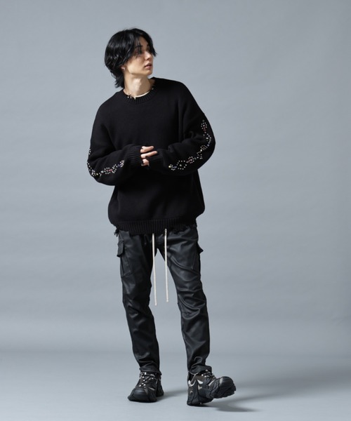 DANKE SCHON(ダンケシェーン)の「DankeSchon/ダンケシェーン/COTTON WJQ STUDS CREWNECK(ニット/セーター・メンズ・ブラック/グレー・M/L)」の4枚目の写真