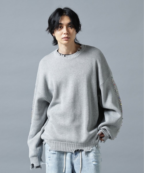 DANKE SCHON(ダンケシェーン)の「DankeSchon/ダンケシェーン/COTTON WJQ STUDS CREWNECK(ニット/セーター・メンズ・ブラック/グレー・M/L)」の8枚目の写真