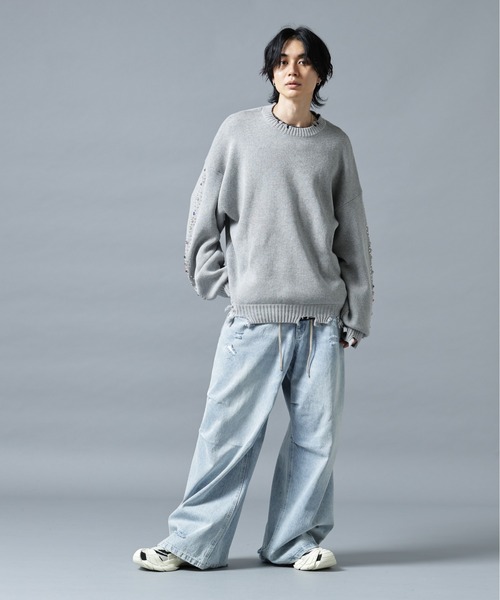 DANKE SCHON(ダンケシェーン)の「DankeSchon/ダンケシェーン/COTTON WJQ STUDS CREWNECK(ニット/セーター・メンズ・ブラック/グレー・M/L)」の9枚目の写真