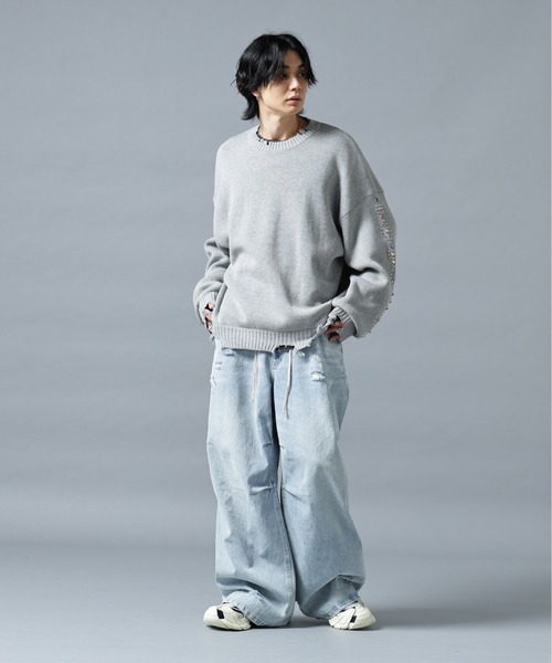 DANKE SCHON(ダンケシェーン)の「DankeSchon/ダンケシェーン/COTTON WJQ STUDS CREWNECK(ニット/セーター・メンズ・ブラック/グレー・M/L)」の10枚目の写真