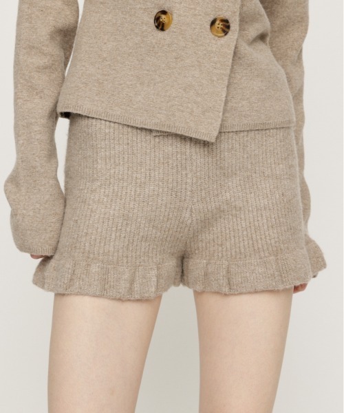 SLY(スライ)の「FRILL KNIT S/PT フリルニットショートパンツ 秋服 ニットパンツ(スラックス・レディース・ブラック/ベージュ/ダークグレー・FREE)」の3枚目の写真