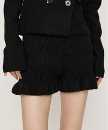 FRILL KNIT S/PT フリルニットショートパンツ 秋服 ニットパンツ