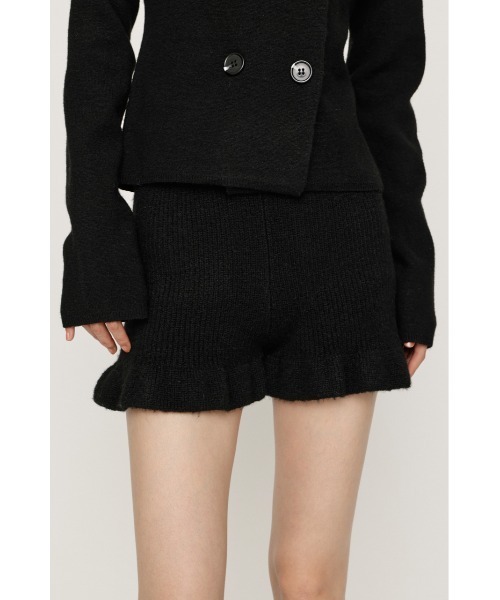 SLY(スライ)の「FRILL KNIT S/PT フリルニットショートパンツ 秋服 ニットパンツ(スラックス・レディース・ブラック/ベージュ/ダークグレー・FREE)」の4枚目の写真