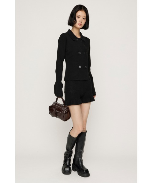 SLY(スライ)の「FRILL KNIT S/PT フリルニットショートパンツ 秋服 ニットパンツ(スラックス・レディース・ブラック/ベージュ/ダークグレー・FREE)」の5枚目の写真