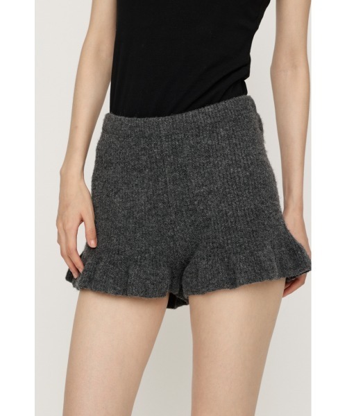 SLY(スライ)の「FRILL KNIT S/PT フリルニットショートパンツ 秋服 ニットパンツ(スラックス・レディース・ブラック/ベージュ/ダークグレー・FREE)」の9枚目の写真