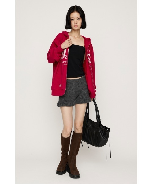 SLY(スライ)の「FRILL KNIT S/PT フリルニットショートパンツ 秋服 ニットパンツ(スラックス・レディース・ブラック/ベージュ/ダークグレー・FREE)」の10枚目の写真