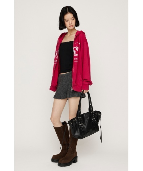 SLY(スライ)の「FRILL KNIT S/PT フリルニットショートパンツ 秋服 ニットパンツ(スラックス・レディース・ブラック/ベージュ/ダークグレー・FREE)」の11枚目の写真