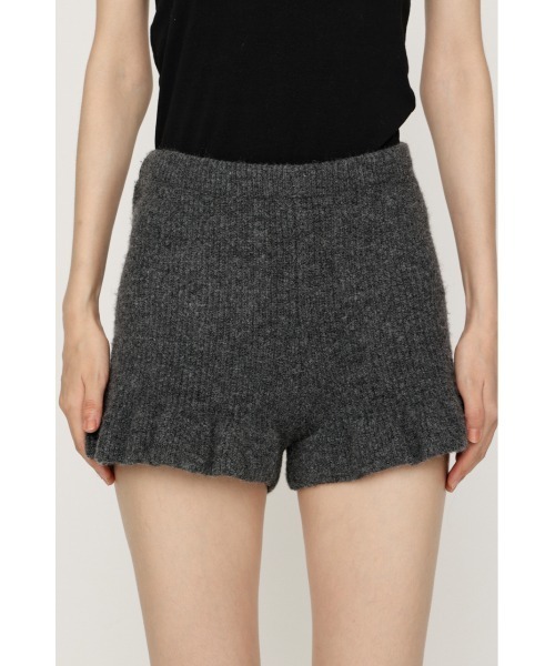 SLY(スライ)の「FRILL KNIT S/PT フリルニットショートパンツ 秋服 ニットパンツ(スラックス・レディース・ブラック/ベージュ/ダークグレー・FREE)」の13枚目の写真