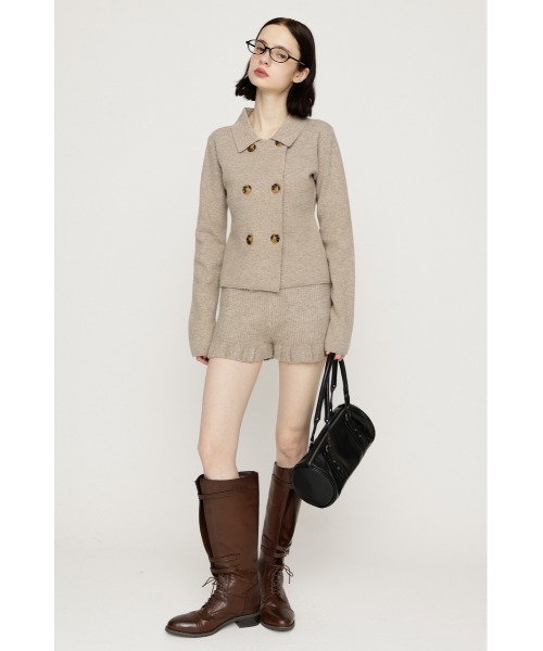 SLY(スライ)の「FRILL KNIT S/PT フリルニットショートパンツ 秋服 ニットパンツ(スラックス・レディース・ブラック/ベージュ/ダークグレー・FREE)」の16枚目の写真