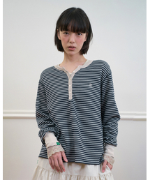 256. トーンダウンストライプTシャツ _ アイボリー