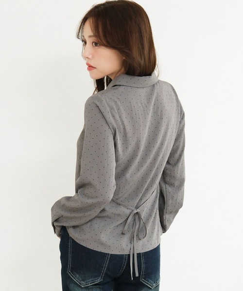 3.3 Field Trip (3.3フィールドトリップ)の「3.3 Field Trip/フロントギャザーバックリボンシャツ(シャツ/ブラウス・レディース・ブラック/ブルー/アイボリー・FREE)」の1枚目の写真