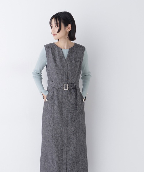 NATURAL BEAUTY BASIC(ナチュラルビューティーベーシック)の「ナロージャンスカ(ジャンパースカート・レディース・ブラック系その他2/ベージュ系その他・MEDIUM/SMALL/X-SMALL)」の4枚目の写真