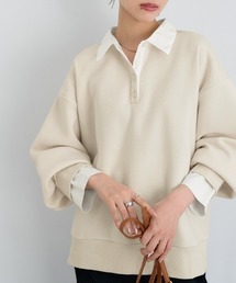 あったか裏起毛シャツレイヤード風トップス