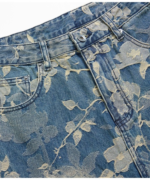 HOOK（フック）の「HOOK 花柄レースウォッシュワイドカーブデニムパンツ（デニムパンツ・メンズ・ブルー・S/M/L）」の12枚目の写真