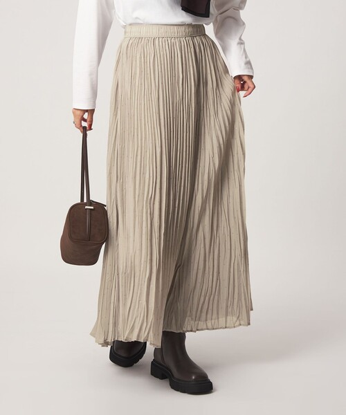green label relaxing（グリーンレーベルリラクシング）の「［size SHORT/TALLあり］ドット プリーツ スカート（スカート・レディース・ネイビー/ライトグレー/ブラウン・FREE/SHORT/TALL）」の2枚目の写真