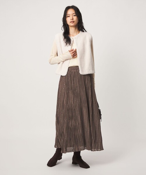 green label relaxing（グリーンレーベルリラクシング）の「［size SHORT/TALLあり］ドット プリーツ スカート（スカート・レディース・ネイビー/ライトグレー/ブラウン・FREE/SHORT/TALL）」の6枚目の写真