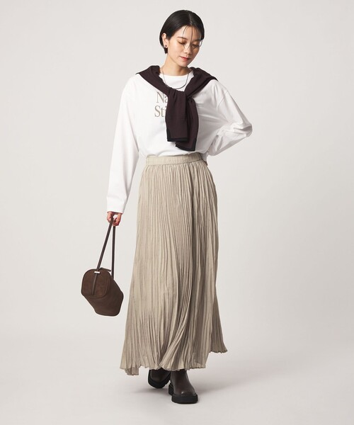 green label relaxing（グリーンレーベルリラクシング）の「［size SHORT/TALLあり］ドット プリーツ スカート（スカート・レディース・ネイビー/ライトグレー/ブラウン・FREE/SHORT/TALL）」の9枚目の写真