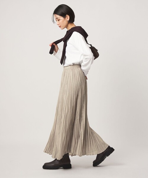 green label relaxing（グリーンレーベルリラクシング）の「［size SHORT/TALLあり］ドット プリーツ スカート（スカート・レディース・ネイビー/ライトグレー/ブラウン・FREE/SHORT/TALL）」の11枚目の写真