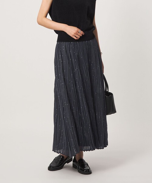 green label relaxing（グリーンレーベルリラクシング）の「［size SHORT/TALLあり］ドット プリーツ スカート（スカート・レディース・ネイビー/ライトグレー/ブラウン・FREE/SHORT/TALL）」の12枚目の写真