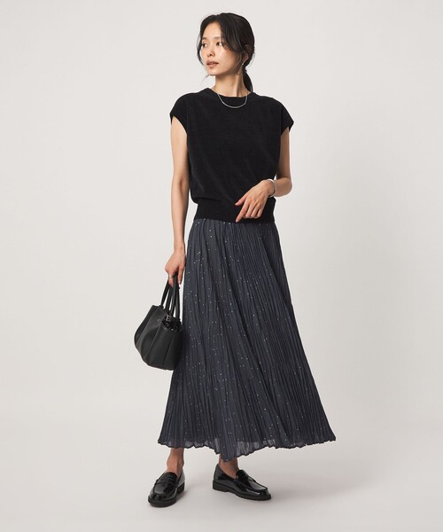 green label relaxing（グリーンレーベルリラクシング）の「［size SHORT/TALLあり］ドット プリーツ スカート（スカート・レディース・ネイビー/ライトグレー/ブラウン・FREE/SHORT/TALL）」の13枚目の写真