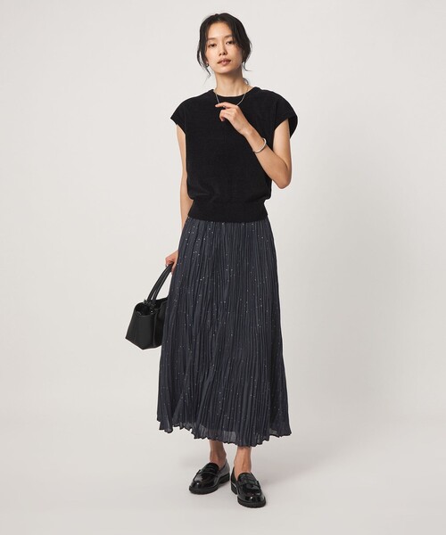 green label relaxing（グリーンレーベルリラクシング）の「［size SHORT/TALLあり］ドット プリーツ スカート（スカート・レディース・ネイビー/ライトグレー/ブラウン・FREE/SHORT/TALL）」の14枚目の写真