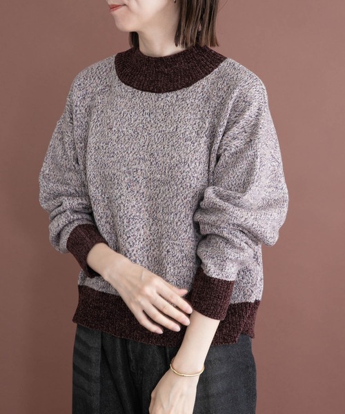 ITEMS URBANRESEARCH(アイテムズ アーバンリサーチ)の「モールミックスハイネックトニット(ニット/セーター・レディース・ブラック/ベージュ/ボルドー・FREE)」の3枚目の写真