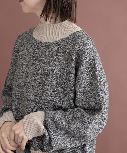 ITEMS URBANRESEARCH(アイテムズ アーバンリサーチ)の「モールミックスハイネックトニット(ニット/セーター・レディース・ブラック/ベージュ/ボルドー・FREE)」の5枚目の写真
