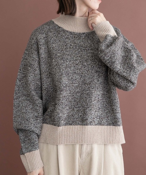 ITEMS URBANRESEARCH(アイテムズ アーバンリサーチ)の「モールミックスハイネックトニット(ニット/セーター・レディース・ブラック/ベージュ/ボルドー・FREE)」の6枚目の写真