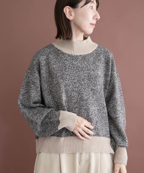 ITEMS URBANRESEARCH(アイテムズ アーバンリサーチ)の「モールミックスハイネックトニット(ニット/セーター・レディース・ブラック/ベージュ/ボルドー・FREE)」の7枚目の写真
