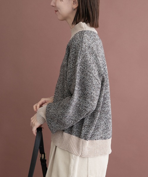 ITEMS URBANRESEARCH(アイテムズ アーバンリサーチ)の「モールミックスハイネックトニット(ニット/セーター・レディース・ブラック/ベージュ/ボルドー・FREE)」の8枚目の写真
