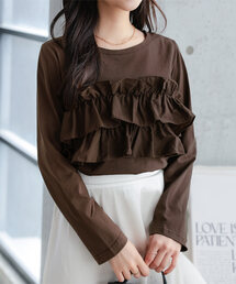 [ 低身長向けサイズ] ティアードフリルロングTシャツ