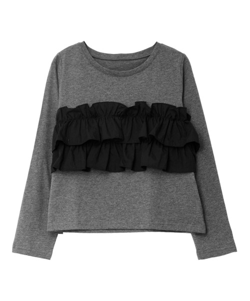 Petitle（プチレ）の「[ 低身長向けサイズ] ティアードフリルロングTシャツ（Tシャツ/カットソー・レディース・ブラック/ブラウン/グレー系/アイボリー系・PM）」の16枚目の写真