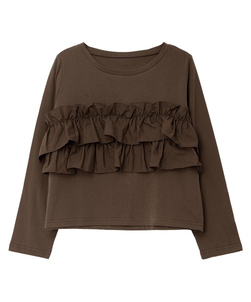 Petitle（プチレ）の「[ 低身長向けサイズ] ティアードフリルロングTシャツ（Tシャツ/カットソー・レディース・ブラック/ブラウン/グレー系/アイボリー系・PM）」の17枚目の写真