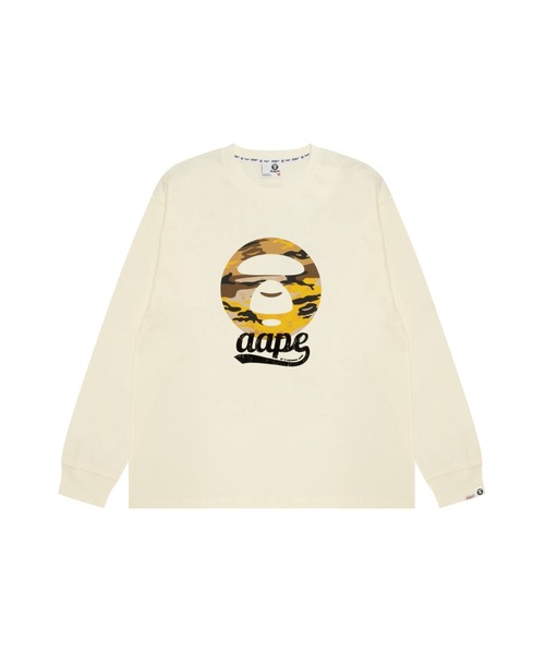 AAPE BY A BATHING APE(エーエイプバイアベイシングエイプ)の「AAPE MAIN LONG SLEEVE TEE(Tシャツ/カットソー・メンズ・ブラック/アイボリー・LARGE/X-LARGE/MEDIUM/SMALL)」の1枚目の写真