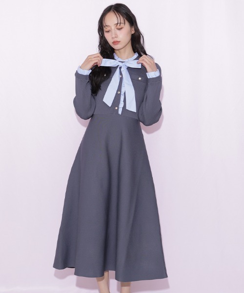 JILL by JILL STUART(ジルバイジルスチュアート)の「フリルディテールニットワンピース(ワンピース・レディース・ネイビー/モカ/グレー・FREE)」の8枚目の写真