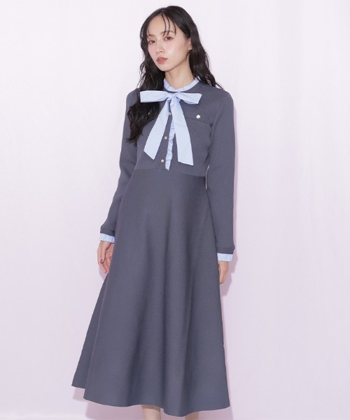 JILL by JILL STUART(ジルバイジルスチュアート)の「フリルディテールニットワンピース(ワンピース・レディース・ネイビー/モカ/グレー・FREE)」の10枚目の写真