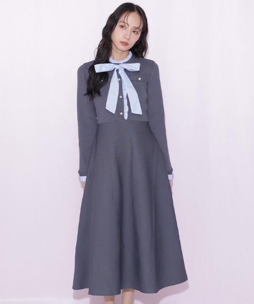 JILL by JILL STUART(ジルバイジルスチュアート)の「フリルディテールニットワンピース(ワンピース・レディース・ネイビー/モカ/グレー・FREE)」の9枚目の写真