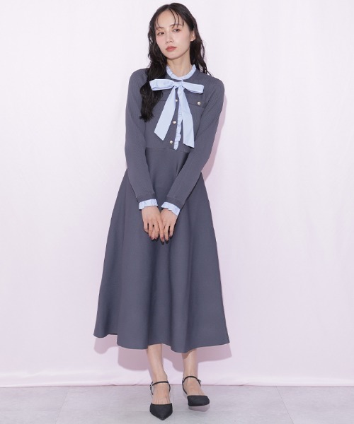 JILL by JILL STUART(ジルバイジルスチュアート)の「フリルディテールニットワンピース(ワンピース・レディース・ネイビー/モカ/グレー・FREE)」の12枚目の写真