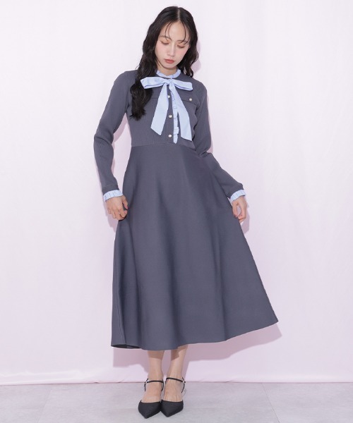 JILL by JILL STUART(ジルバイジルスチュアート)の「フリルディテールニットワンピース(ワンピース・レディース・ネイビー/モカ/グレー・FREE)」の13枚目の写真