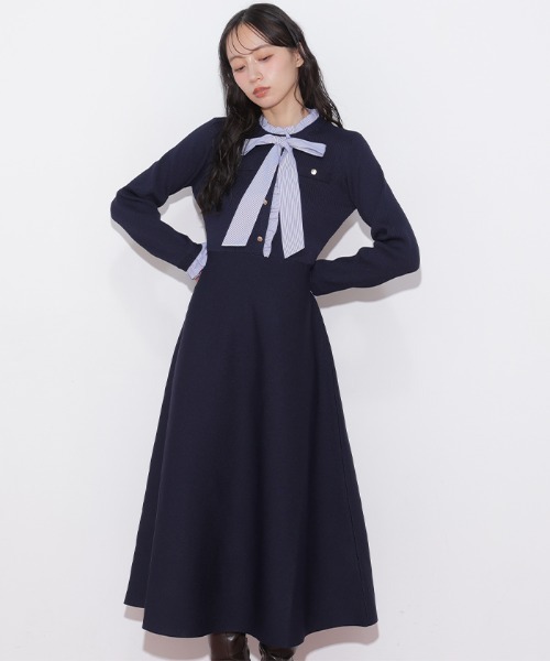 JILL by JILL STUART(ジルバイジルスチュアート)の「フリルディテールニットワンピース(ワンピース・レディース・ネイビー/モカ/グレー・FREE)」の16枚目の写真