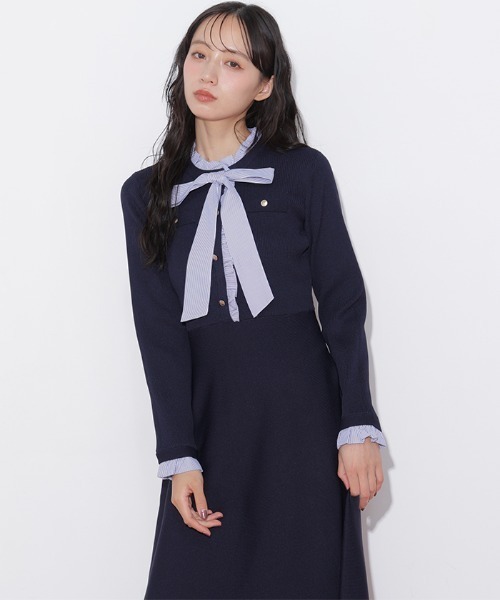 JILL by JILL STUART(ジルバイジルスチュアート)の「フリルディテールニットワンピース(ワンピース・レディース・ネイビー/モカ/グレー・FREE)」の21枚目の写真