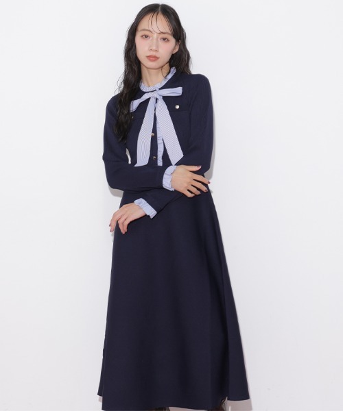 JILL by JILL STUART(ジルバイジルスチュアート)の「フリルディテールニットワンピース(ワンピース・レディース・ネイビー/モカ/グレー・FREE)」の19枚目の写真