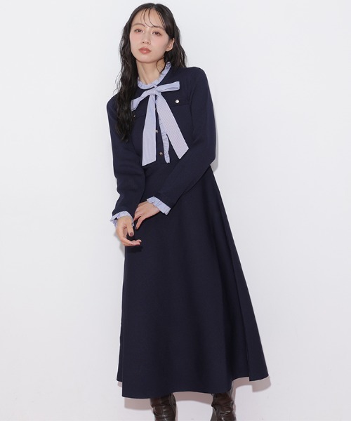 JILL by JILL STUART(ジルバイジルスチュアート)の「フリルディテールニットワンピース(ワンピース・レディース・ネイビー/モカ/グレー・FREE)」の20枚目の写真