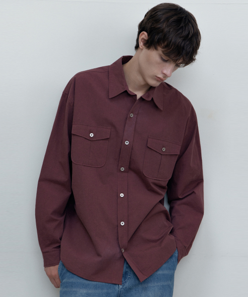 WEDNESDAY OASIS(ウェンズデーオアシス)の「ワークコットンシャツ_BURGUNDY(WB6SH13)(シャツ/ブラウス・メンズ・バーガンディー・FREE)」の2枚目の写真